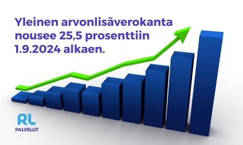 Yleinen arvonlisäverokanta nousee 1.9.2024 alkaen.